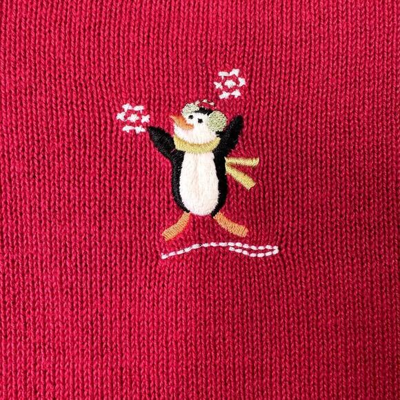 Christopher & Banks Petite Polar Bear Penguin Juggling Snowballs Sweater Sz PL - Picture 10 of 11
